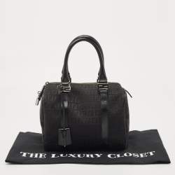 Fendi Black Zucchino Fabric and Leather Small Forever Bauletto Boston Bag