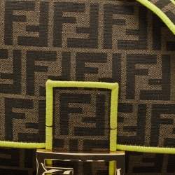 Pre Owned Fendi Neon Green/Tobacco Zucca Canvas Large Baguette Shoulder Bag