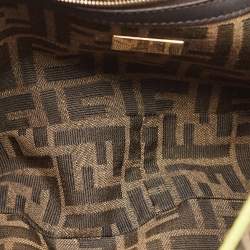 Pre Owned Fendi Neon Green/Tobacco Zucca Canvas Large Baguette Shoulder Bag