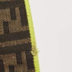 Pre Owned Fendi Neon Green/Tobacco Zucca Canvas Large Baguette Shoulder Bag