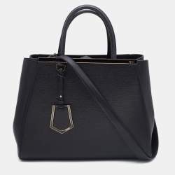 Pre Owned Fendi Black Leather Medium 2Jours Tote