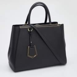 Pre Owned Fendi Black Leather Medium 2Jours Tote