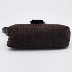 Pre Owned Fendi Black/Brown Zucchino Canvas and Leather Mama Baguette Bag