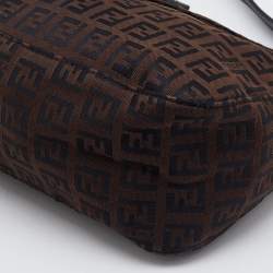 Pre Owned Fendi Black/Brown Zucchino Canvas and Leather Mama Baguette Bag