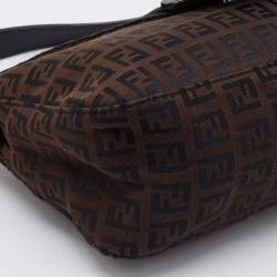 Pre Owned Fendi Black/Brown Zucchino Canvas and Leather Mama Baguette Bag