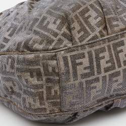 Pre Owned Fendi Metallic Zucca Lurex Fabric Mia Hobo