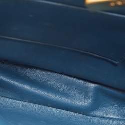 Pre Owned Fendi Navy Blue Python Mini Peekaboo Top Handle Bag