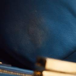 Pre Owned Fendi Navy Blue Python Mini Peekaboo Top Handle Bag