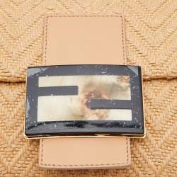 Pre Owned Fendi Beige Raffia and Leather Detail Mama Forever Shoulder Bag