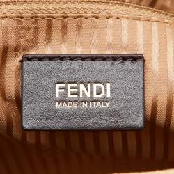 Pre Owned Fendi Beige Raffia and Leather Detail Mama Forever Shoulder Bag
