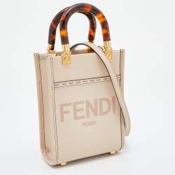Pre Owned Fendi Pink Leather Mini Sunshine Tote