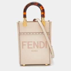 Pre Owned Fendi Pink Leather Mini Sunshine Tote