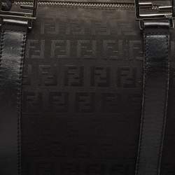 مملوكة مسبقًا Fendi Black Canvas and Leather Forever Bauletto Boston Bag