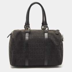 مملوكة مسبقًا Fendi Black Canvas and Leather Forever Bauletto Boston Bag