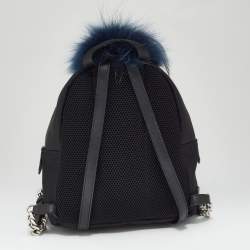 Pre Owned Fendi Black Nylon and Leather Mini Monster Eye Backpack