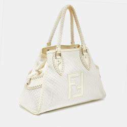 مملوكة مسبقًا Fendi Off White Perforated Patent Leather Chef De Jour Bag