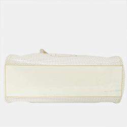 مملوكة مسبقًا Fendi Off White Perforated Patent Leather Chef De Jour Bag