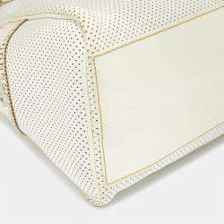 مملوكة مسبقًا Fendi Off White Perforated Patent Leather Chef De Jour Bag