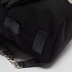Pre Owned Fendi Black Nylon and Shearling Mini Dolce Lightbulb Backpack