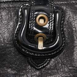 Pre Owned Fendi Black Leather and Patent Leather B Wallet