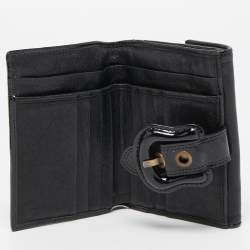 Pre Owned Fendi Black Leather and Patent Leather B Wallet