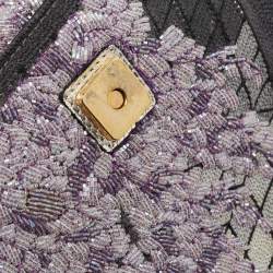 Pre Owned Fendi Multicolor Canvas Beads Embellished Clutch