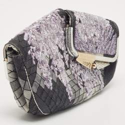 Pre Owned Fendi Multicolor Canvas Beads Embellished Clutch