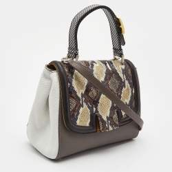 Pre Owned Fendi Multicolor Leather and Python Silvana Top Handle Bag