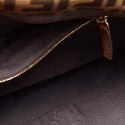 Fendi Tobacco Zucca Canvas and Leather Maxi Baguette Flap Shoulder Bag