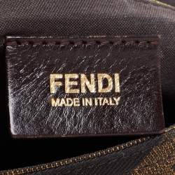 Fendi Tobacco Zucca Canvas and Leather Maxi Baguette Flap Shoulder Bag