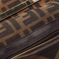 Fendi Tobacco Zucca Canvas and Leather Maxi Baguette Flap Shoulder Bag