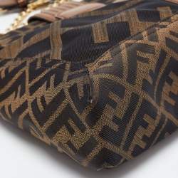 Fendi Tobacco Zucca Canvas and Leather Maxi Baguette Flap Shoulder Bag