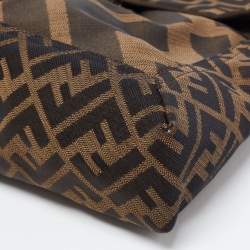 Fendi Tobacco Zucca Canvas and Leather Maxi Baguette Flap Shoulder Bag