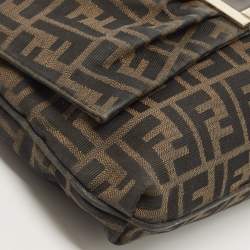 Pre Owned Fendi Tobacco Zucca Canvas and Patent Leather Mia Flap Shoulder Bag