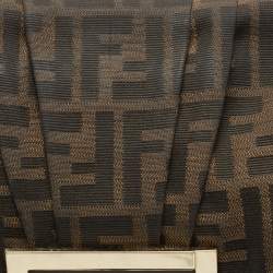 Pre Owned Fendi Tobacco Zucca Canvas and Patent Leather Mia Flap Shoulder Bag