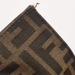 Pre Owned Fendi Tobacco Zucca Canvas and Patent Leather Mia Flap Shoulder Bag