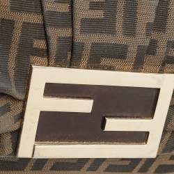Pre Owned Fendi Tobacco Zucca Canvas and Patent Leather Mia Flap Shoulder Bag
