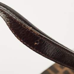 Pre Owned Fendi Tobacco Zucca Canvas and Patent Leather Mia Flap Shoulder Bag