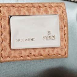Pre Owned Fendi  Beige/White Leather and Lizard Beaded To You Clutch Bag