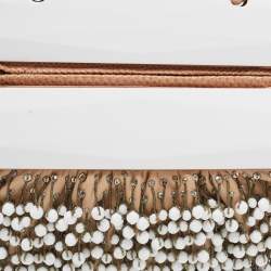 Pre Owned Fendi  Beige/White Leather and Lizard Beaded To You Clutch Bag