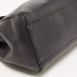 Pre Owned Fendi Black Leather Mini Peekaboo Top Handle Bag