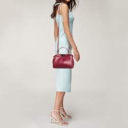 مملوكة مسبقًا Fendi Dark Red Leather Mini Peekaboo Top Handle Bag