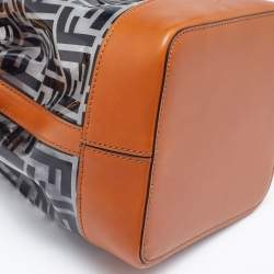 Pre Owned Fendi Black/Brown Zucca PVC and Leather Mon Tresor Bucket Bag