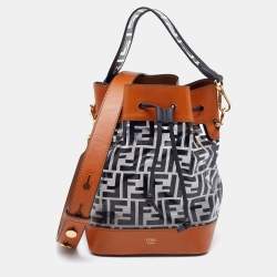 Fendi Black/Brown Zucca PVC and Leather Mon Tresor Bucket Bag