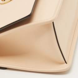 Pre Owned Fendi Peach Leather Kan I F Logo Shoulder Bag