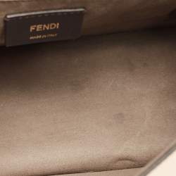 Pre Owned Fendi Peach Leather Kan I F Logo Shoulder Bag