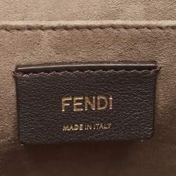 Pre Owned Fendi Peach Leather Kan I F Logo Shoulder Bag