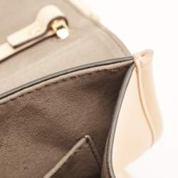 Pre Owned Fendi Peach Leather Kan I F Logo Shoulder Bag