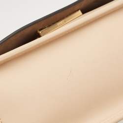 Pre Owned Fendi Peach Leather Kan I F Logo Shoulder Bag