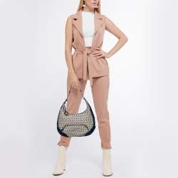 Pre Owned Fendi Beige/Blue Zucchino Canvas and Leather Pocket Chef Hobo